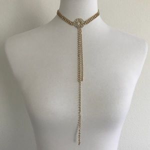 lAST1️⃣//RHINESTONE CHOKER LONG CHAIN NECKLACE